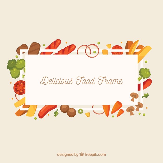 Delicious food frame with flat design