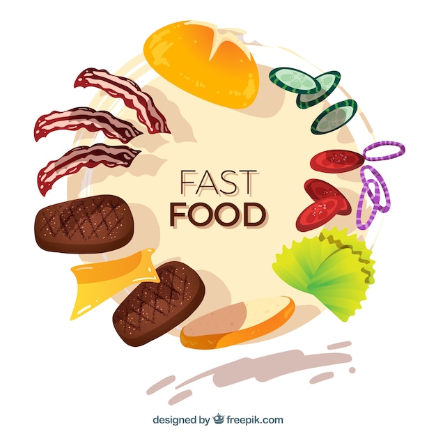 Delicious food frame with flat design