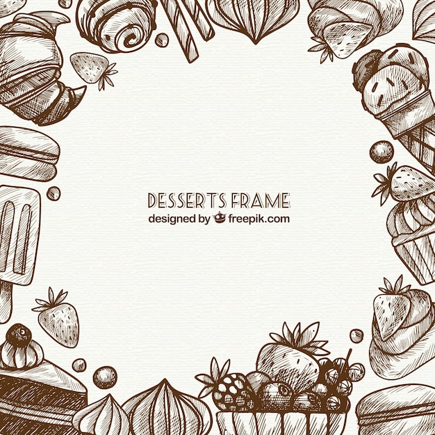 Delicious food frame with hand drawn style