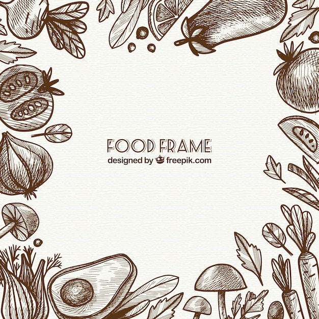 Free vector delicious food frame with hand drawn style