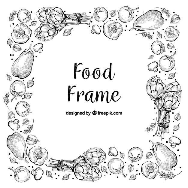 Delicious food frame with hand drawn style
