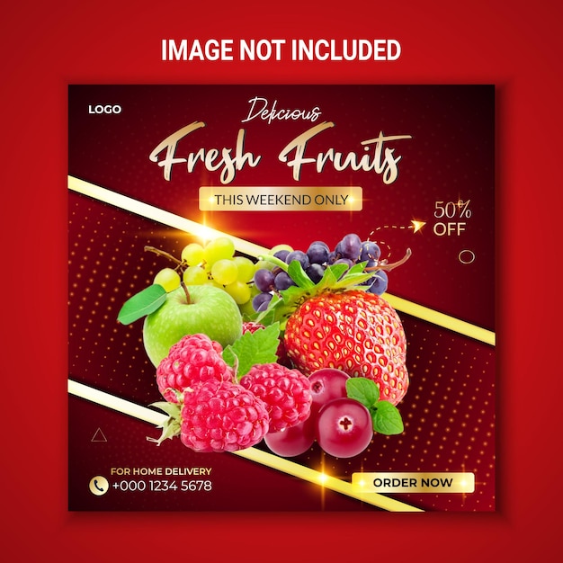 Delicious fresh fruits social media post