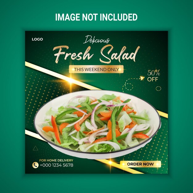 Delicious fresh salad social media post