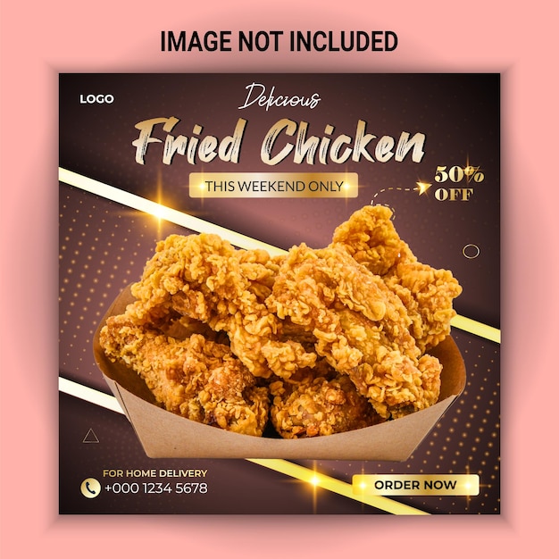 Delicious fried chicken social media post template design