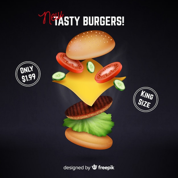 Free vector delicious hamburger ad
