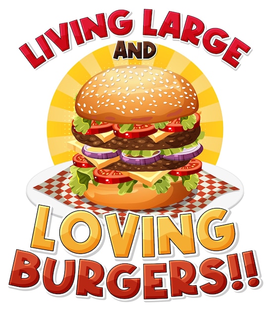 Free vector delicious hamburger with text icon