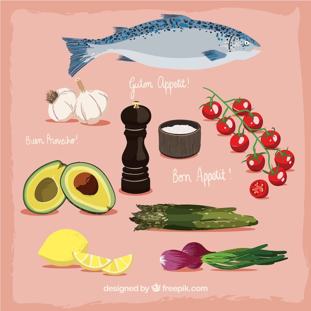 Free vector delicious hand drawn healthy food