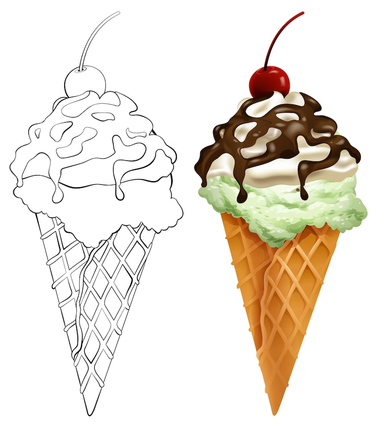 Free Vector delicious ice cream cones illustration