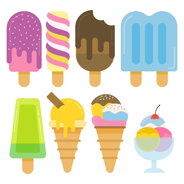 Free vector delicious ice cream pack flat design