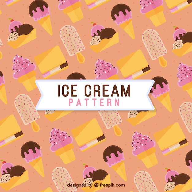 Delicious ice cream pattern in flat design