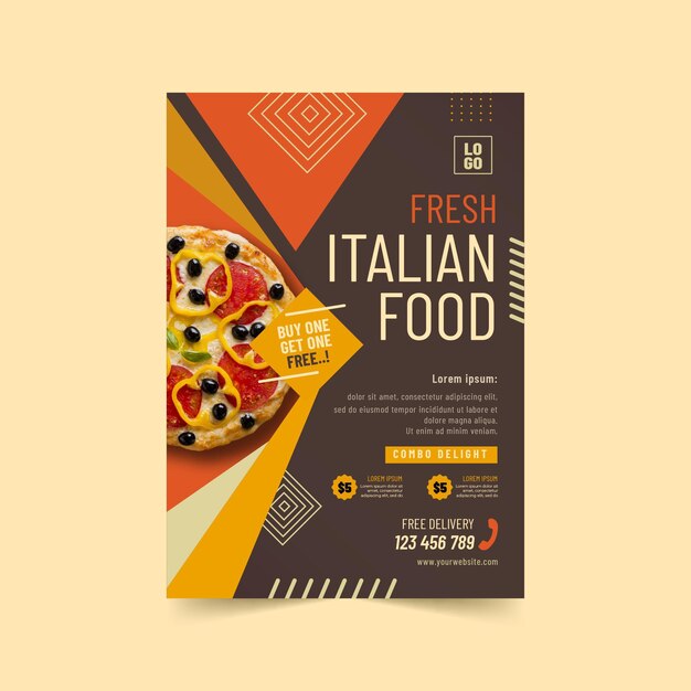 delicious italian food poster template