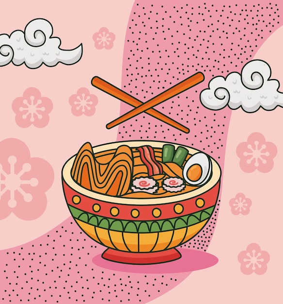 Бесплатное векторное изображение Вкусная японская кухня