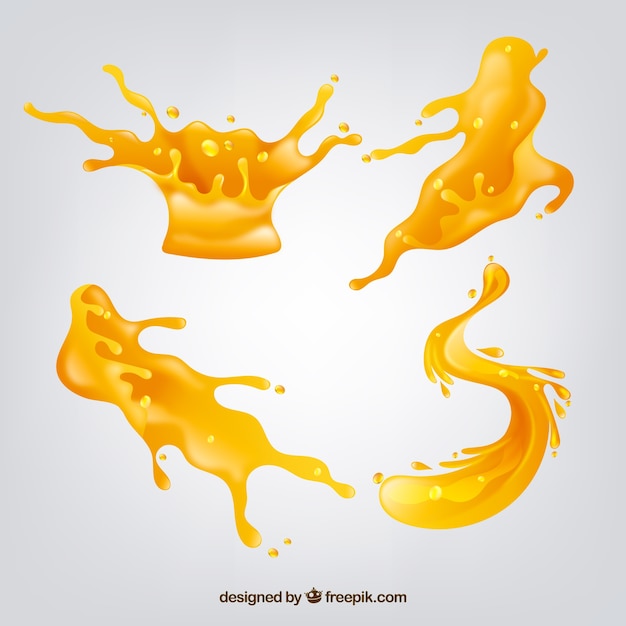 Бесплатное векторное изображение Коллекция вкусных соковых брызг в реалистичном стиле
