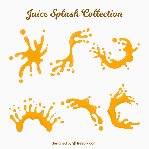 Delicious juice splashes collection with fruits 