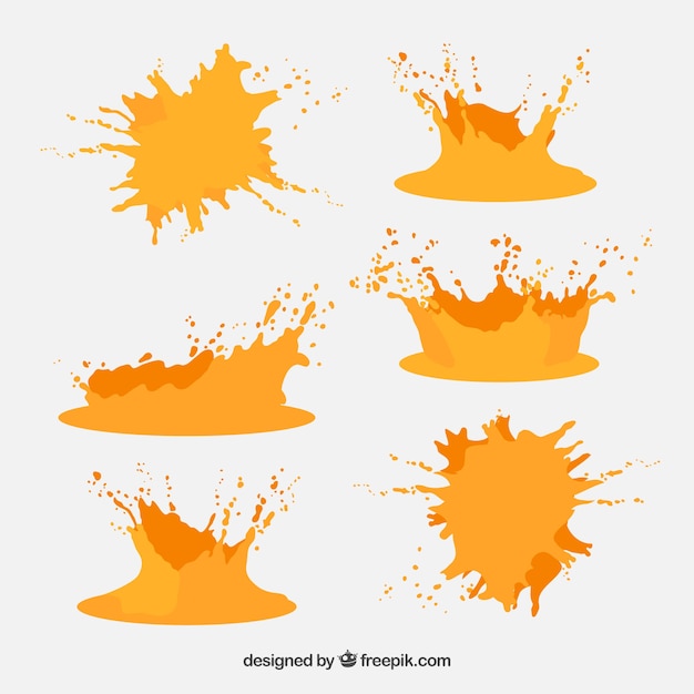 Free vector delicious juice splashes collection with fruits