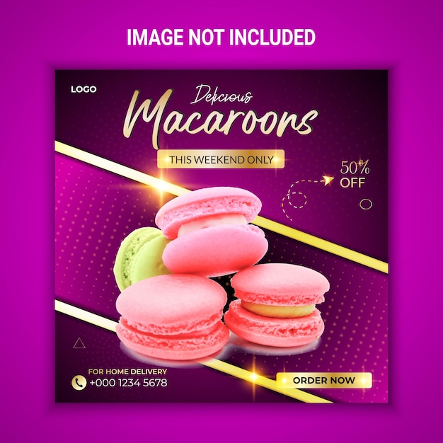 Delicious macaroons social media post