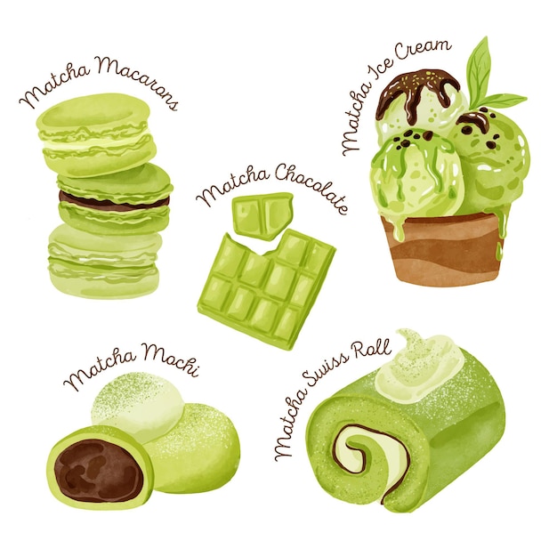 Delicious matcha dessert collection