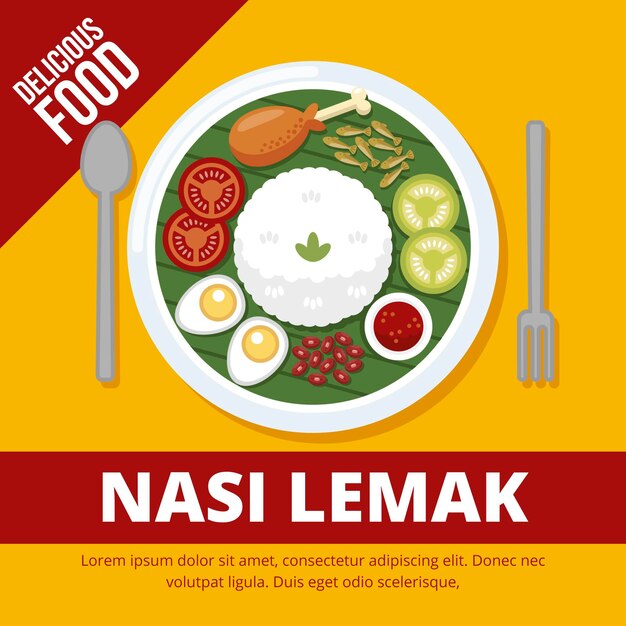 Delicious nasi lemak ready to serve