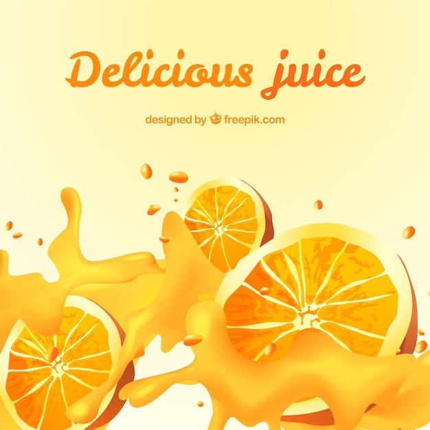 Free vector delicious orange juice background in realistic design