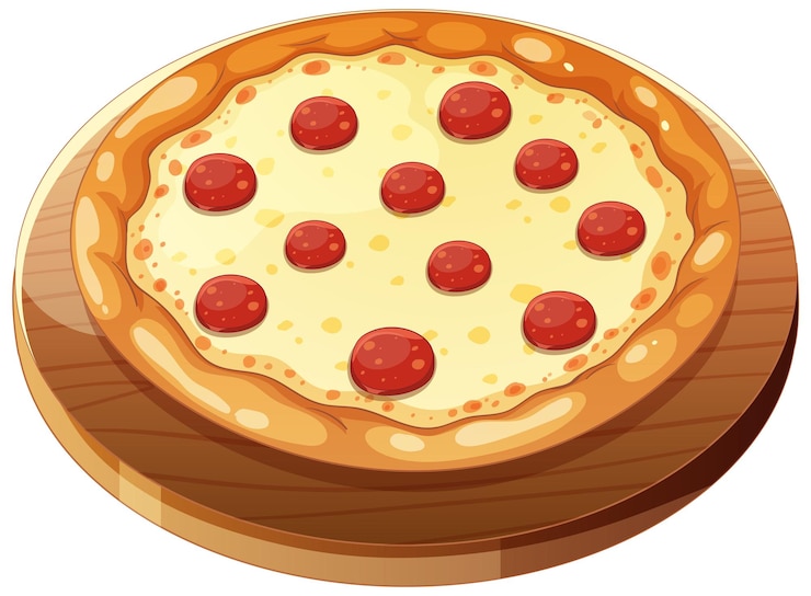 Free Vector delicious pepperoni pizza on wooden board