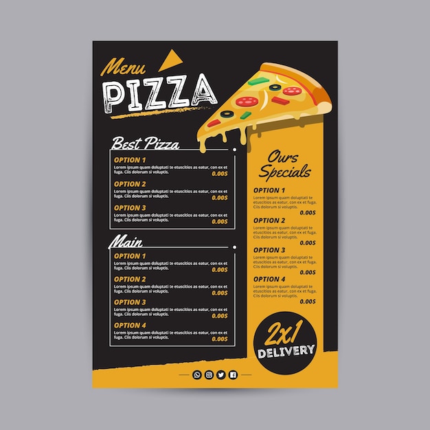 Delicious pizza menu template