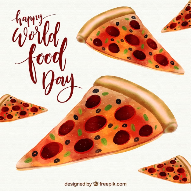 Delicious pizza slices on a world food day