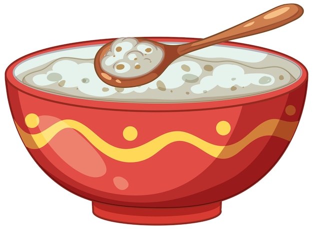 Free vector delicious porridge in decorative bowl