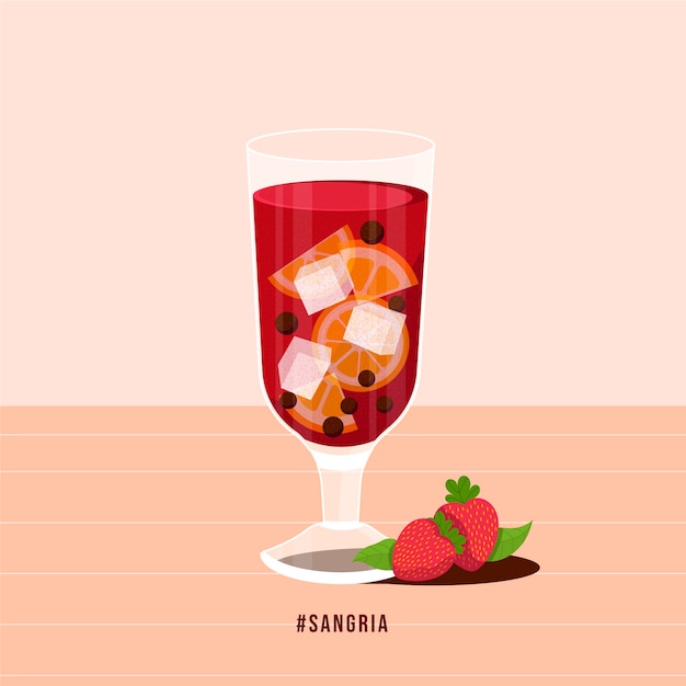 Delicious refreshing sangria drink illustrated