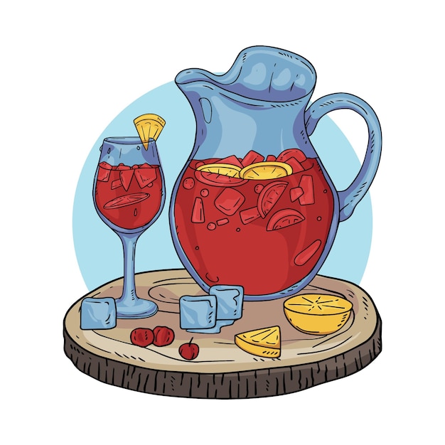 Иллюстрированный восхитительный освежающий напиток из сангрии