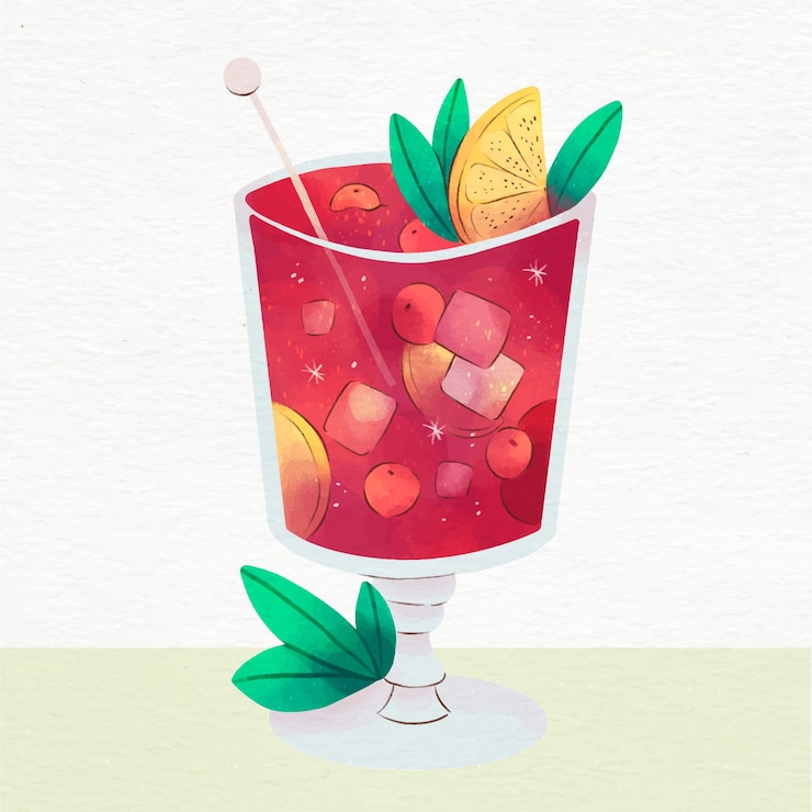 Free Vector delicious refreshing sangria drink illustrated