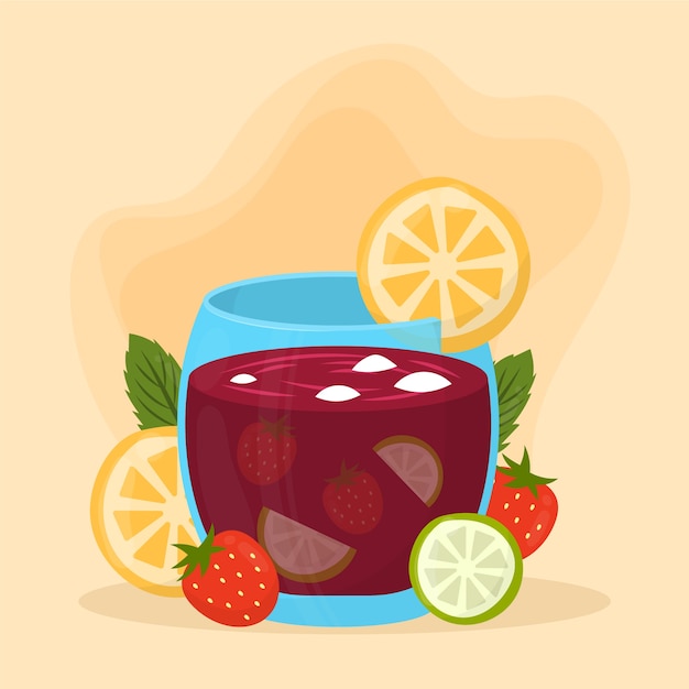 Free vector delicious refreshing sangria drink illustrated