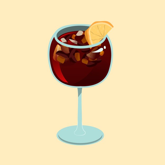 Delicious refreshing sangria drink illustrated