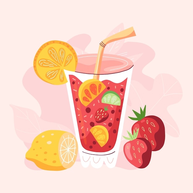Delicious refreshing sangria drink illustrated