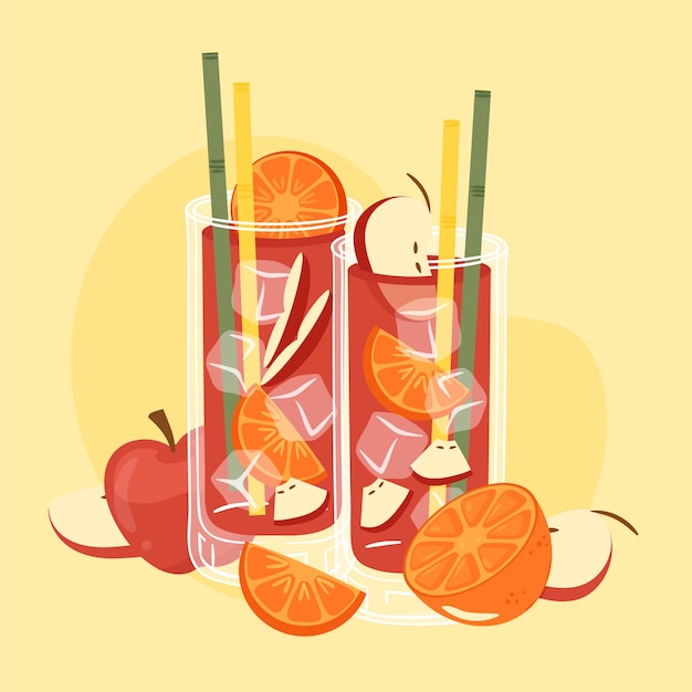 delicious refreshing sangria drink illustrated