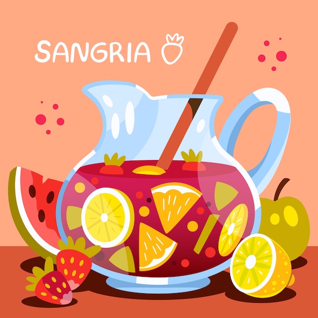 Vettore gratuito deliziosa bevanda rinfrescante alla sangria illustrata