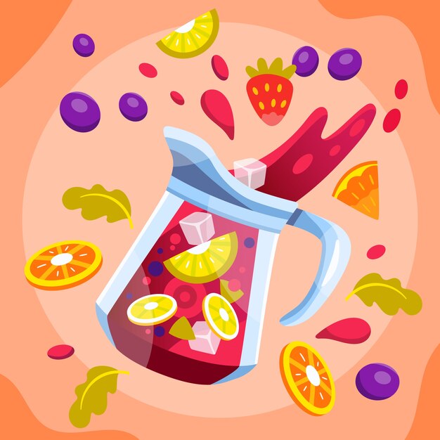 delicious refreshing sangria drink illustrated