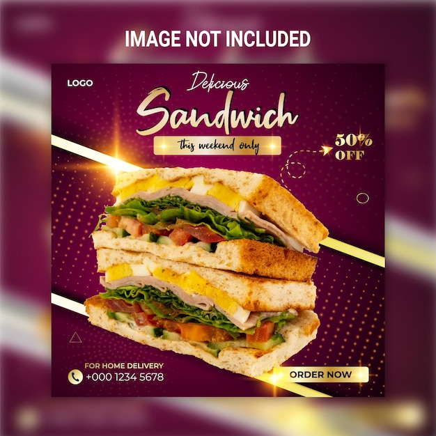 Delicious sandwich social media post