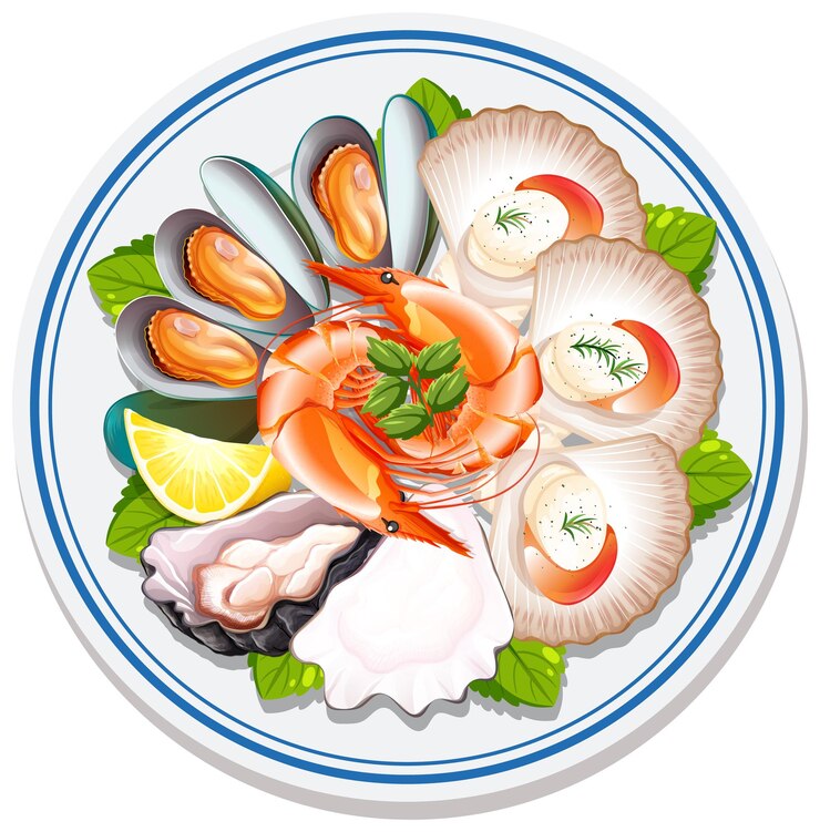 Free Vector delicious seafood platter illustration