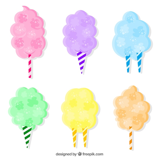 Free vector delicious set of cotton candy