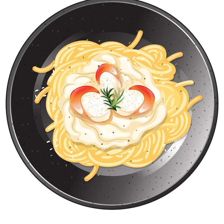 Free Vector delicious spaghetti with creamy sauce