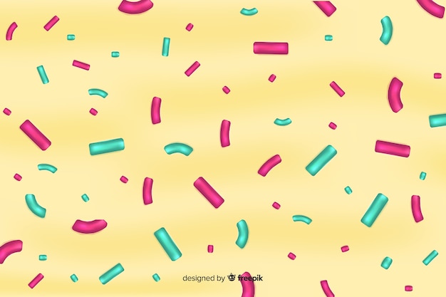 Free vector delicious sugar confetti snack on yellow background