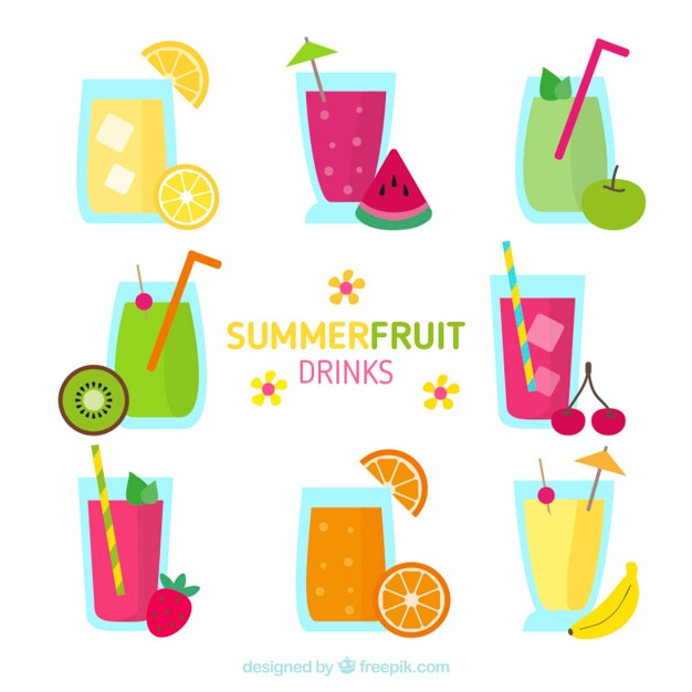 Free vector delicious summer fruit drinks