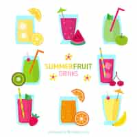 Free vector delicious summer fruit drinks