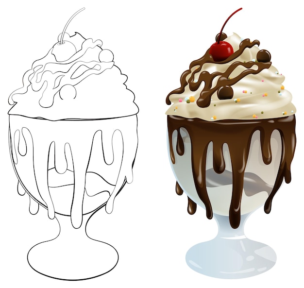 Free vector delicious sundae treat illustration