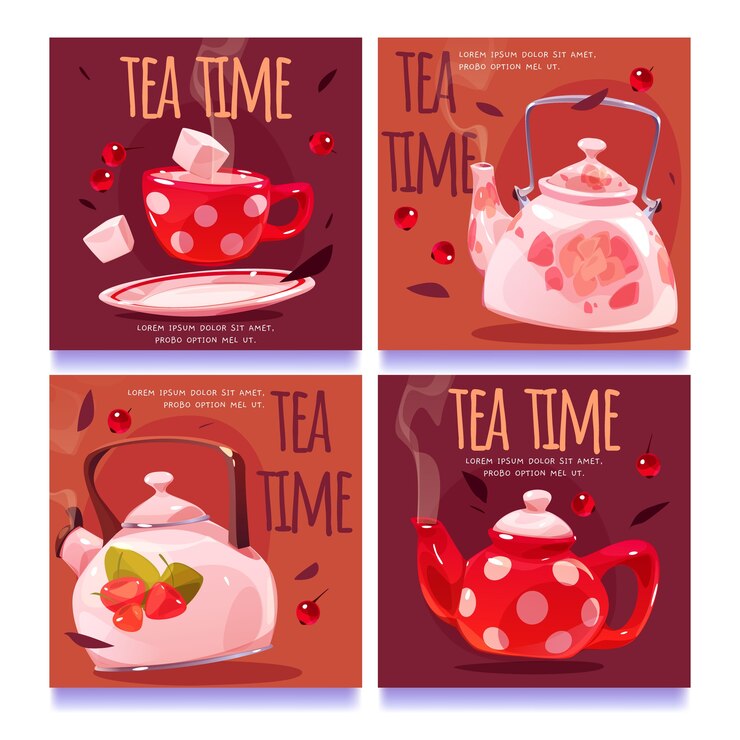 Free Vector delicious tea instagram posts template