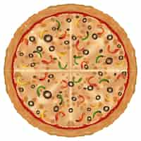 Free vector delicious topped vegetable pizza illustration