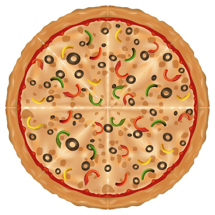 Free Vector delicious topped vegetable pizza illustration