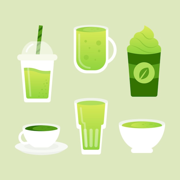 Free vector delicious variety of green matcha tea