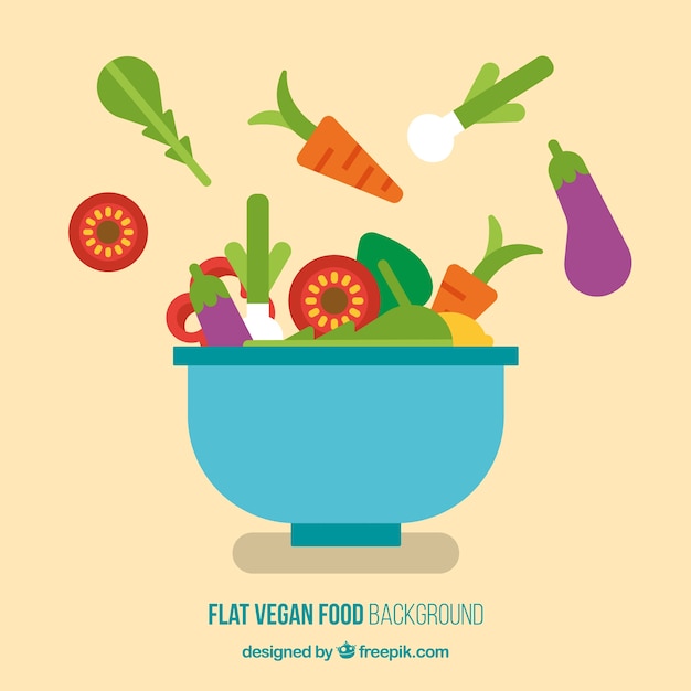 Free vector delicious vegan salad in flat design background