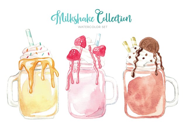 Delicious watercolor milkshake collection